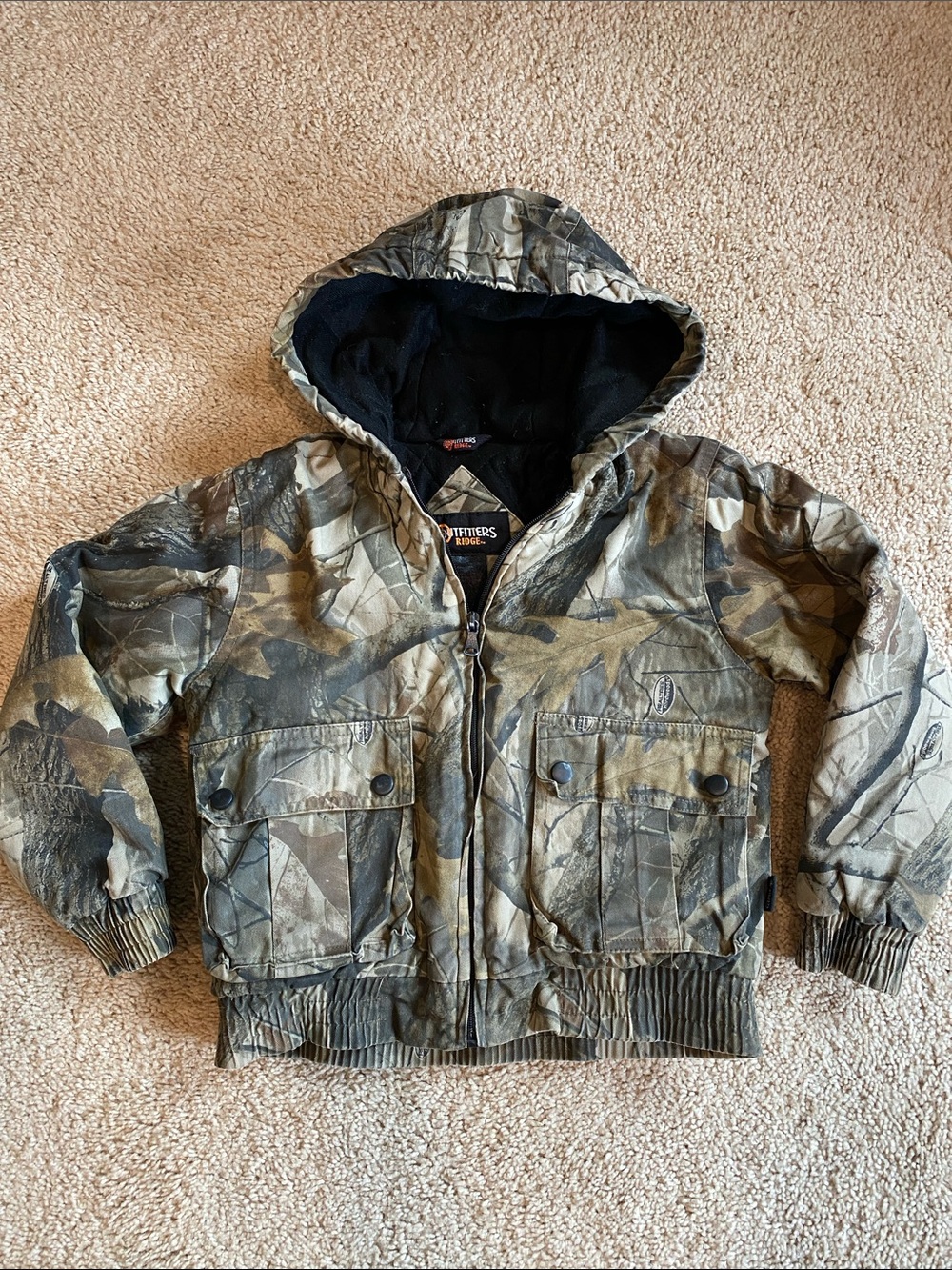 Camo Hooded Jacket for Kids - Realtree Style Green/Brown